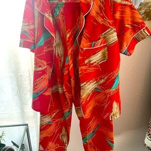 Satin silky pajamas. 1990’s print. Size is medium/small